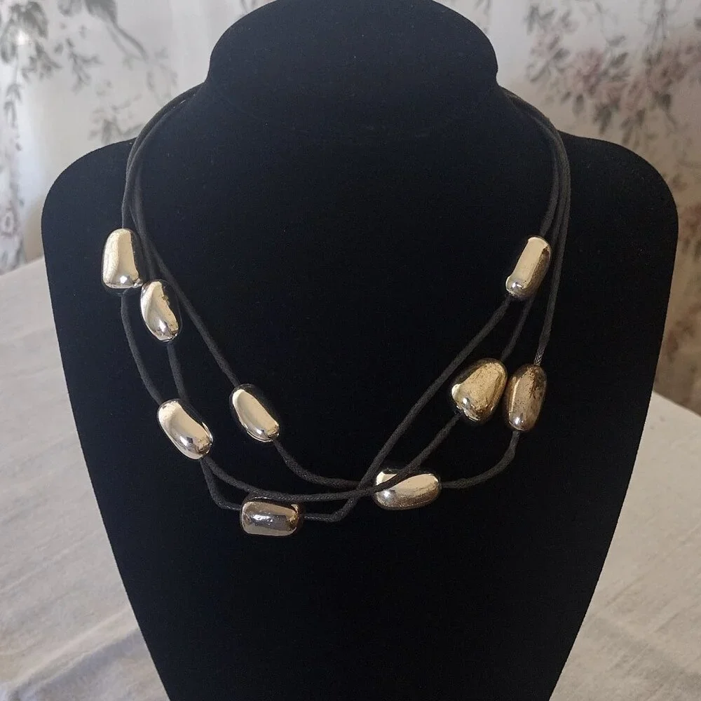 Avon Multistrand Corded Necklace Silver Tone - Picture 4 of 11